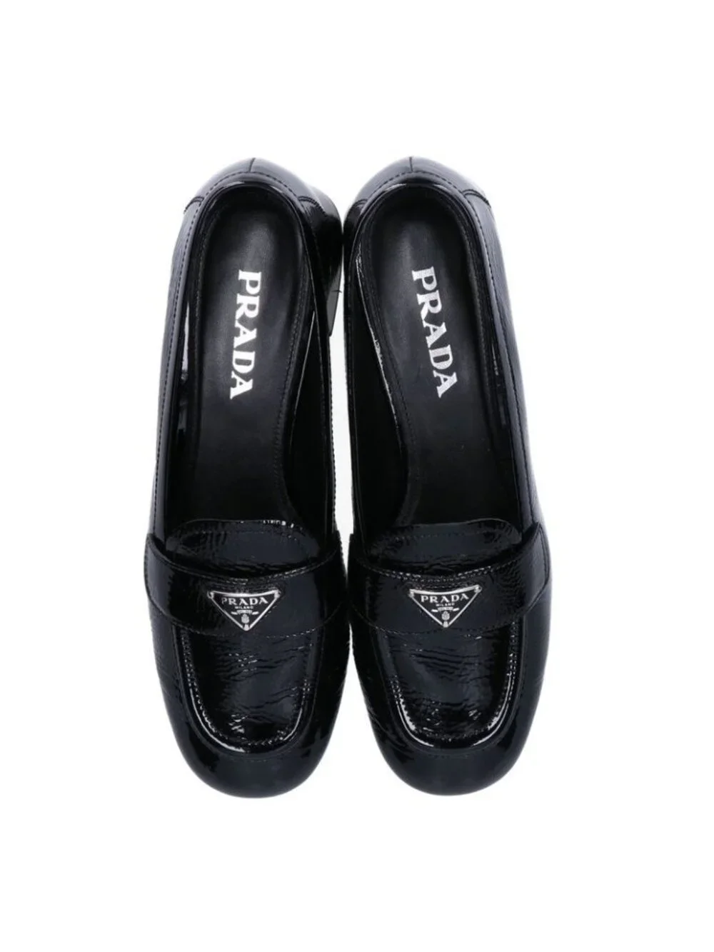 Prada Black Triangle Logo Patent Loafer 39.5 - Picture 5 of 9